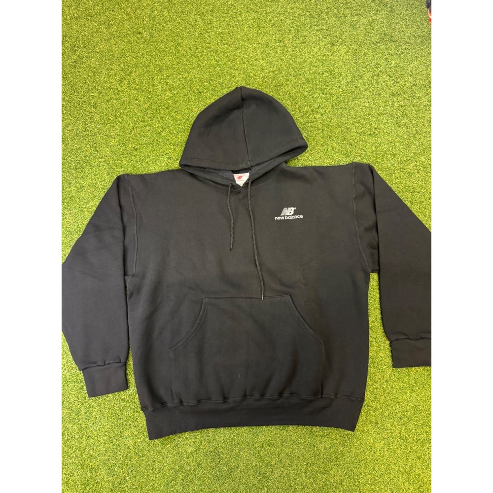 New Balance Mens‎ Large Black Fleece Pullover Hoodie Embroidered Logo RN 96937